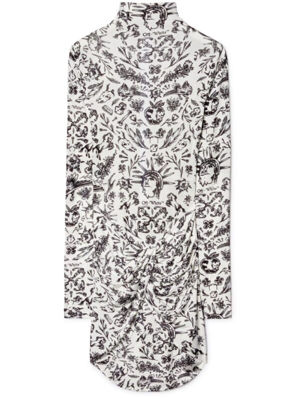 Off-White Tattoo-print twist-detail minidress