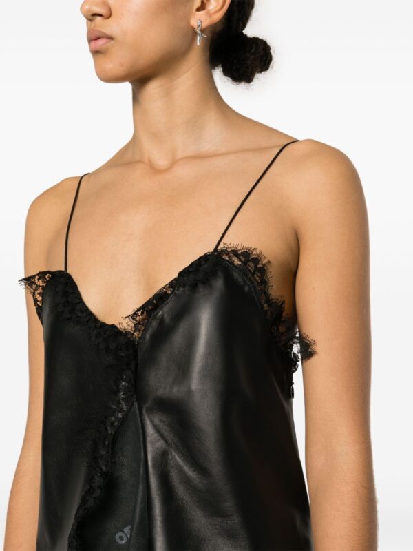 Off-White lace-trim leather dress - Image 5