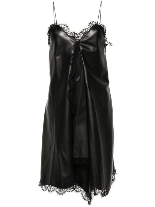 Off-White lace-trim leather dress