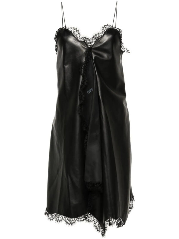 Off-White  lace-trim leather dress