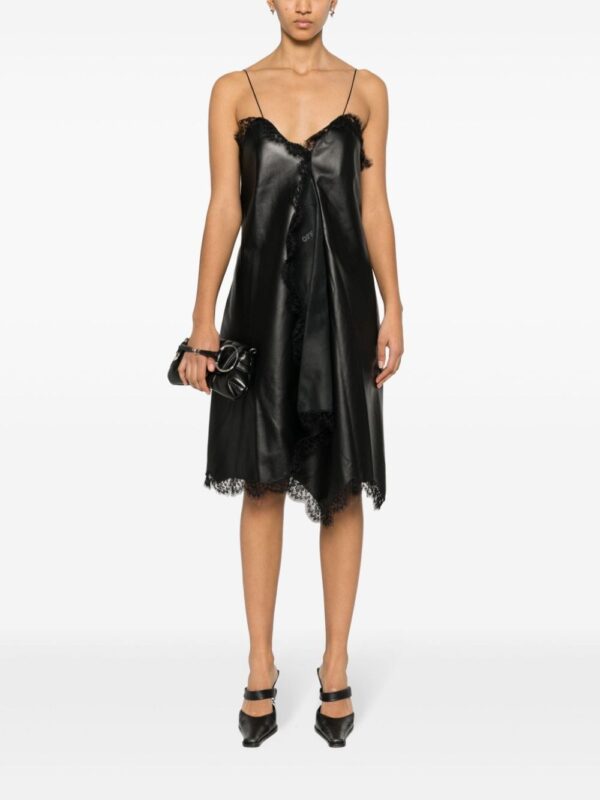 Off-White lace-trim leather dress - Image 4