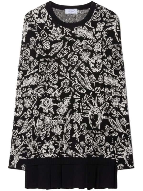 Off-White intarsia-knit pleated dress