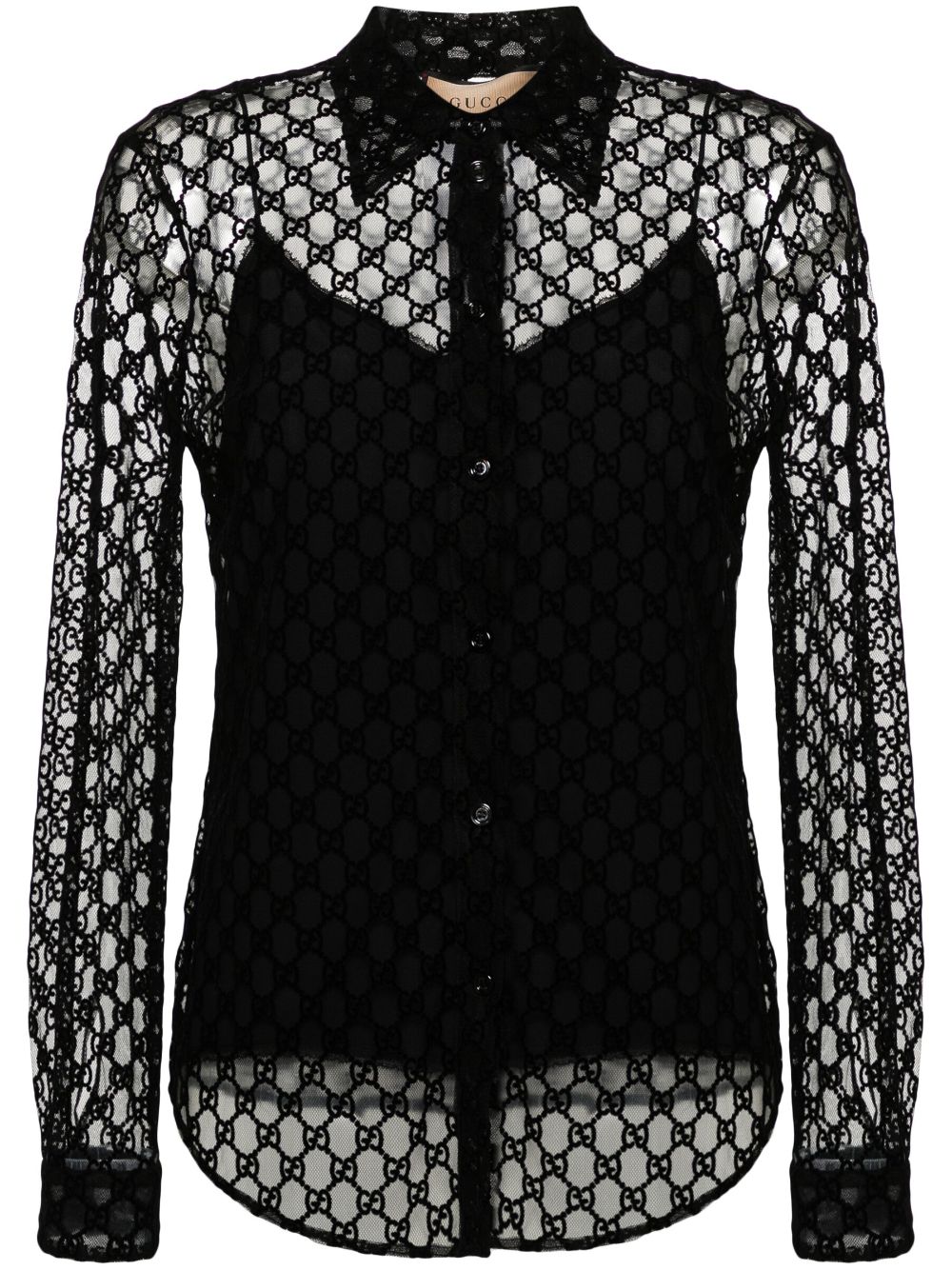 Gucci GG-flocked tulle shirt