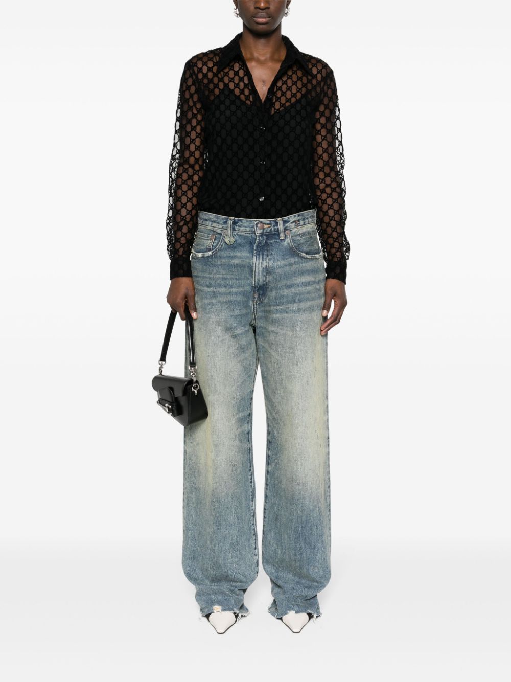 Gucci GG-flocked tulle shirt - Image 2