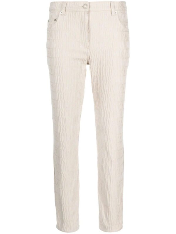 Moschino  logo-print cotton-blend tapered trousers