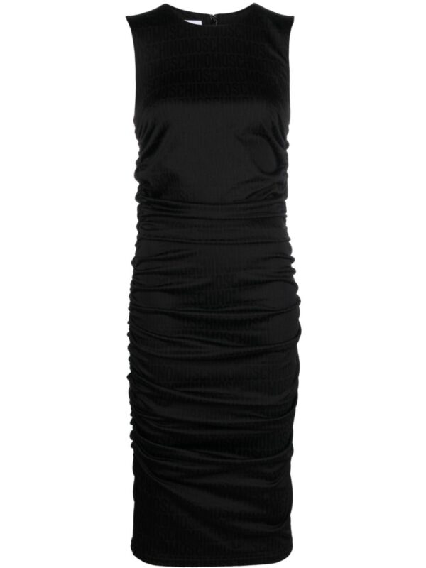 Moschino logo-jacquard ruched midi dress