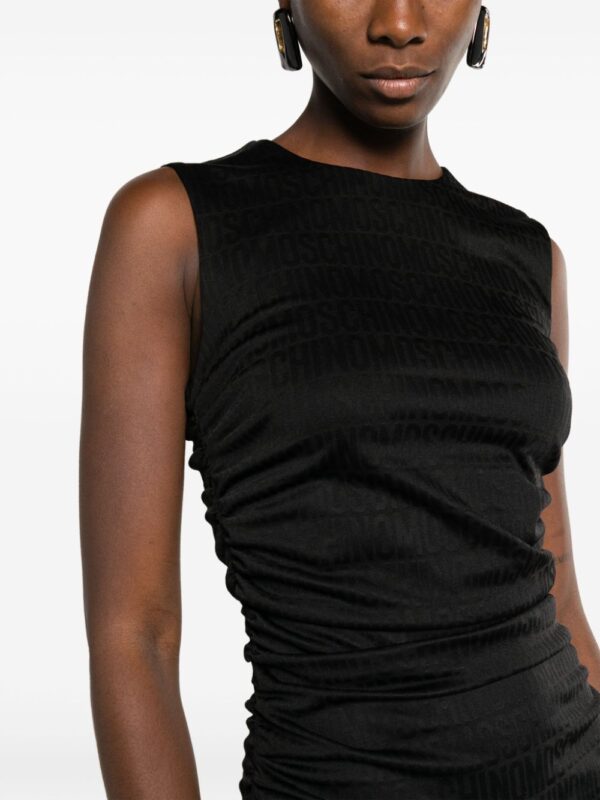 Moschino logo-jacquard ruched midi dress - Image 5