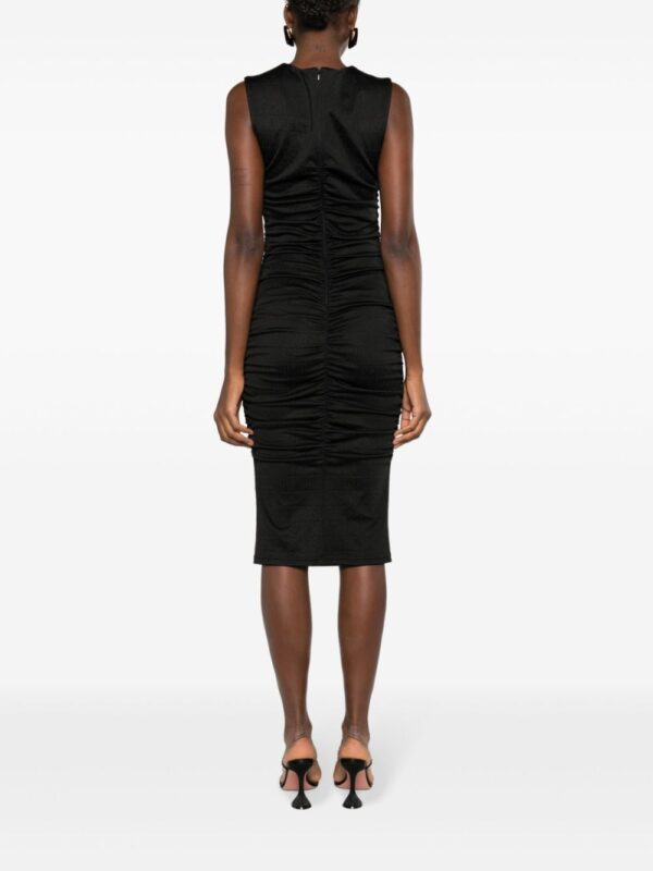 Moschino logo-jacquard ruched midi dress - Image 4