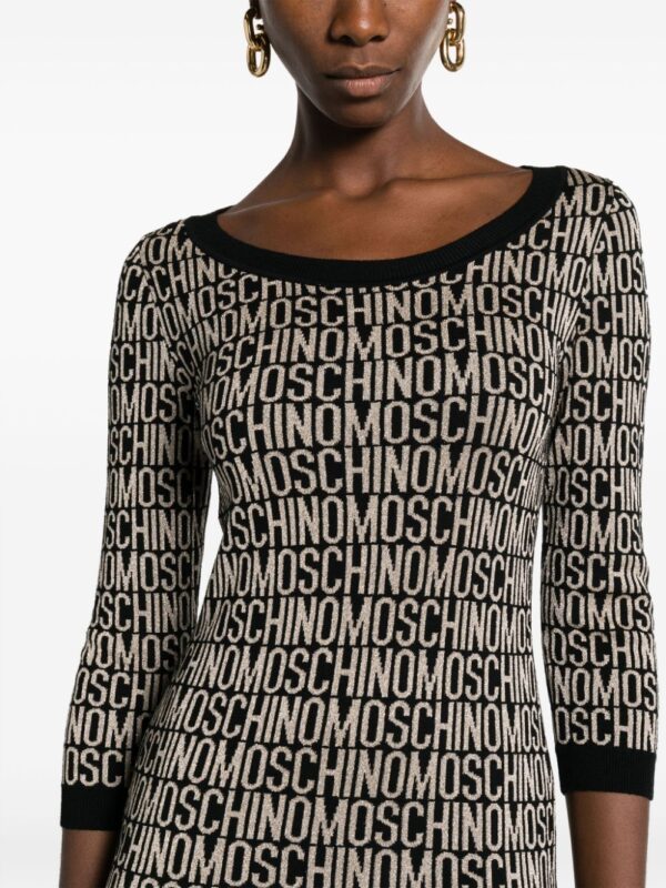 Moschino logo-jacquard knitted midi dress - Image 4