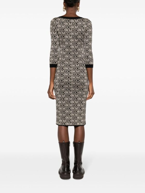 Moschino logo-jacquard knitted midi dress - Image 3