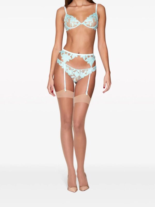 Fleur Du Mal  Lily-embroidered sheer thong - Image 3