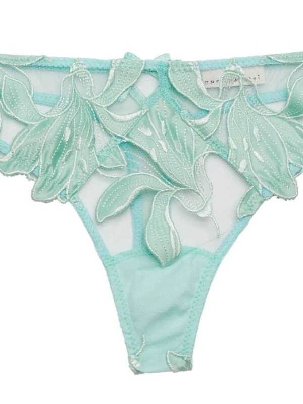 Fleur Du Mal  Lily-embroidered sheer thong - Image 2