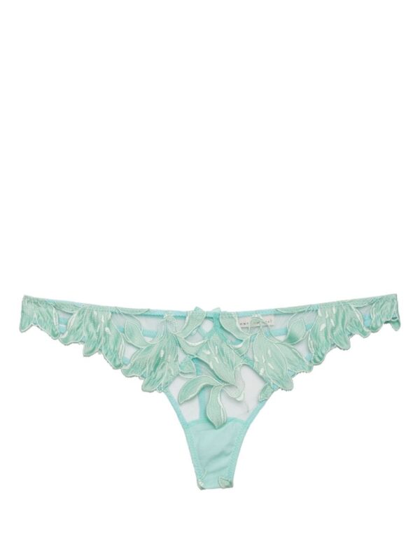 Fleur Du Mal  Lily-embroidered sheer thong