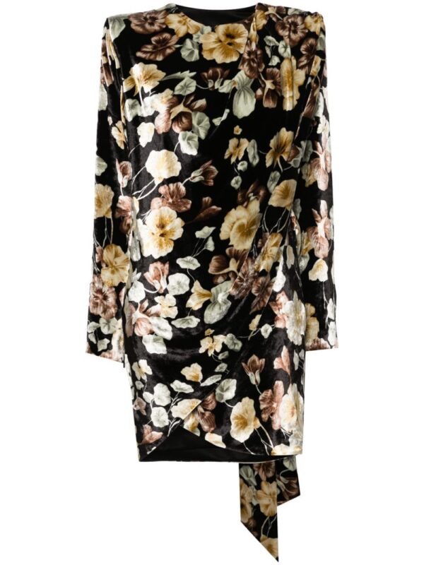 Saint Laurent floral-print velvet wrap dress