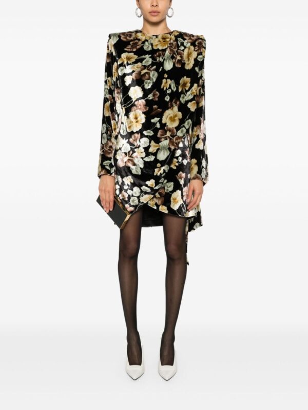 Saint Laurent floral-print velvet wrap dress - Image 5