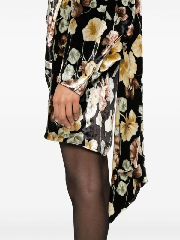 Saint Laurent floral-print velvet wrap dress - Image 3