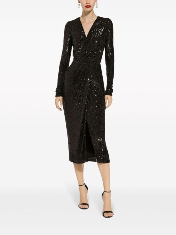 Dolce & Gabbana sequin-embellished V-neck minidress - Image 3