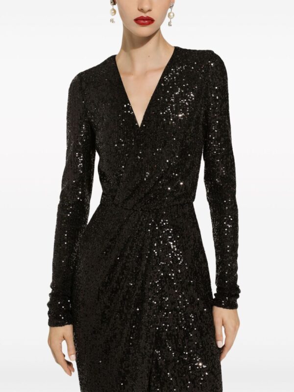 Dolce & Gabbana sequin-embellished V-neck minidress - Image 5