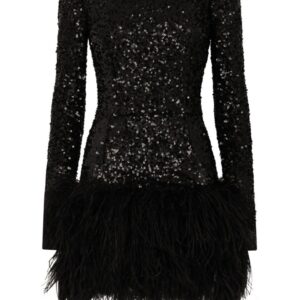 Dolce & Gabbana feather-trim sequinned minidress