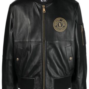 Versace Jeans Couture  V-Emblem leather bomber jacket