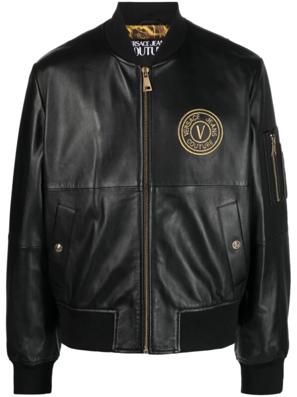 Versace Jeans Couture  V-Emblem leather bomber jacket