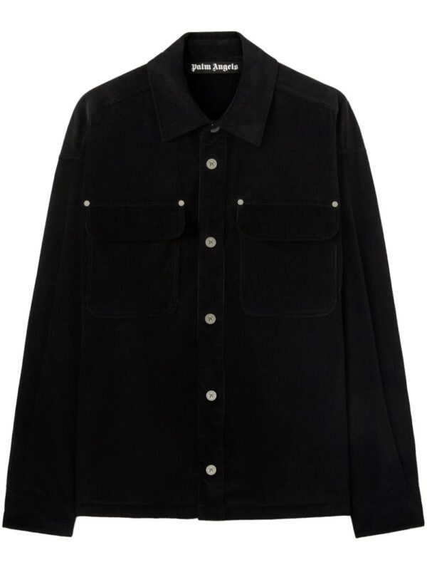 Palm Angels  logo-print velvet overshirt