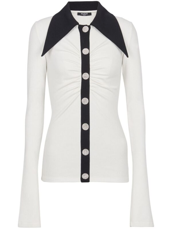 Balmain  rhinestone-button long-sleeve shirt