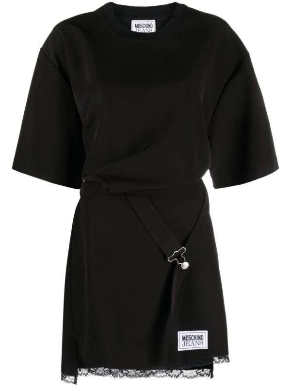 MOSCHINO JEANS  logo-patch buckled shirt dress