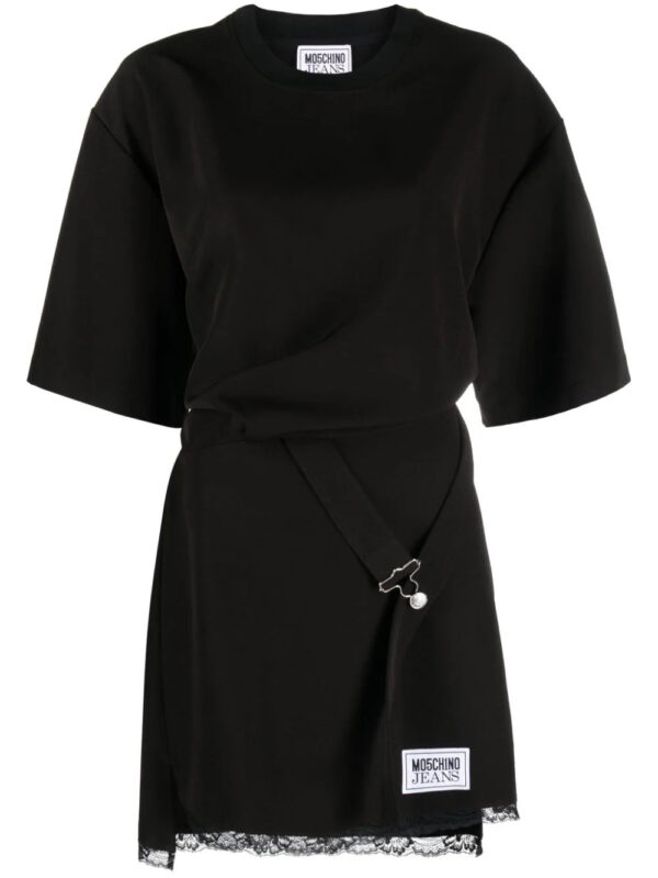 MOSCHINO JEANS  logo-patch buckled shirt dress
