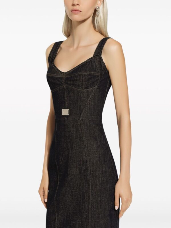 Dolce & Gabbana logo-plaque midi denim dress - Image 5