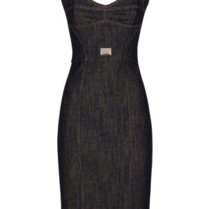 Dolce & Gabbana logo-plaque midi denim dress
