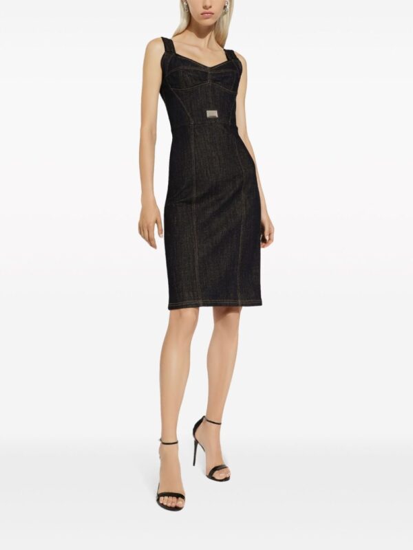 Dolce & Gabbana logo-plaque midi denim dress - Image 2