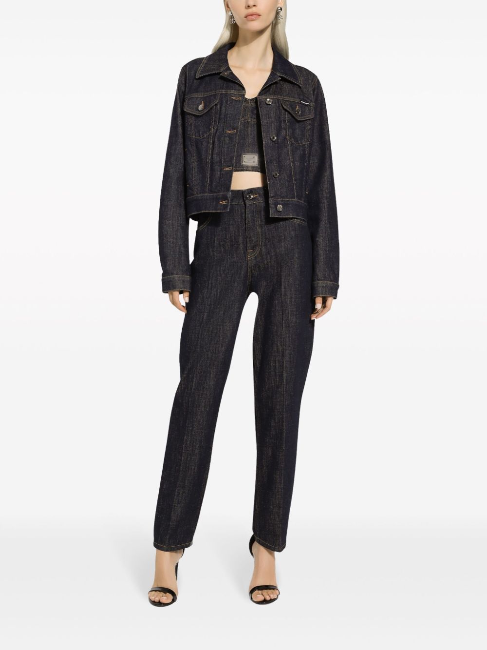 Dolce & Gabbana logo-appliqué cotton-blend denim jacket - Image 3