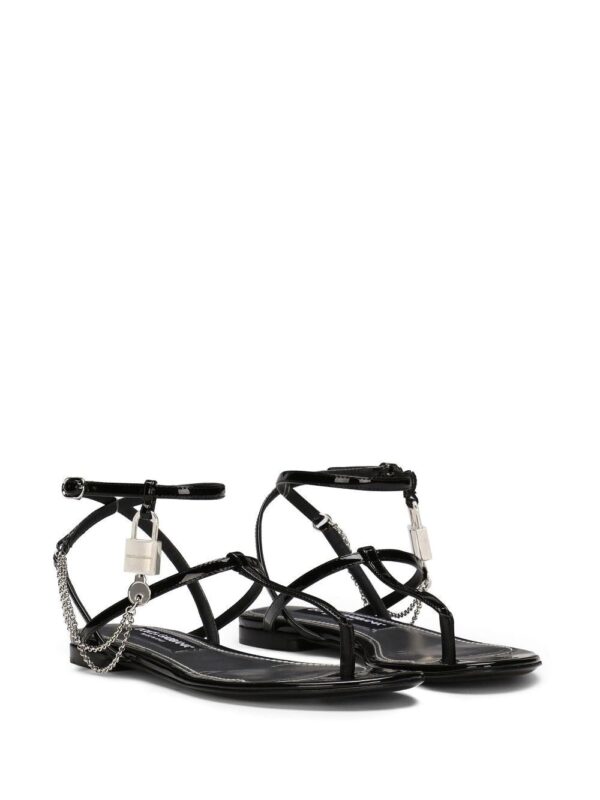 Dolce & Gabbana  padlock patent-leather flat sandals - Image 2