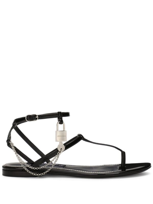 Dolce & Gabbana  padlock patent-leather flat sandals