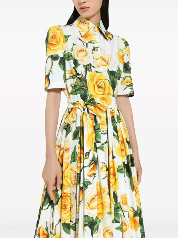 Dolce & Gabbana  rose-print cotton midi-dress - Image 4