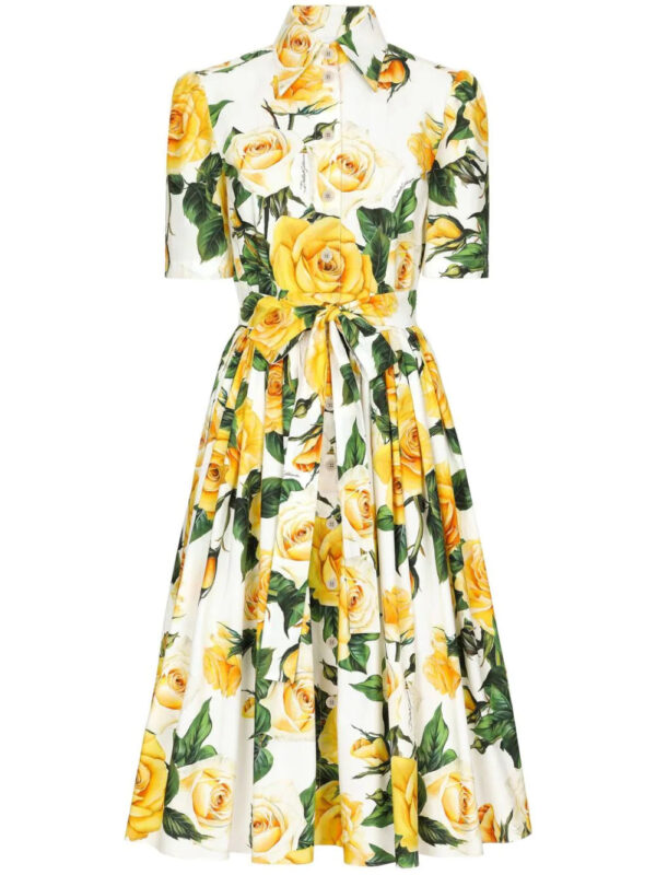 Dolce & Gabbana  rose-print cotton midi-dress