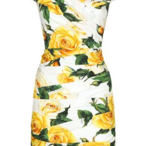 Dolce & Gabbana off-shoulder rose-print dress