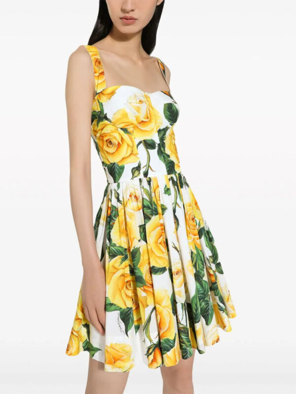 Dolce & Gabbana  rose-print cotton minidress - Image 4