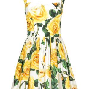 Dolce & Gabbana rose-print cotton minidress