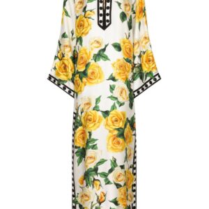Dolce & Gabbana rose-print silk maxi dress