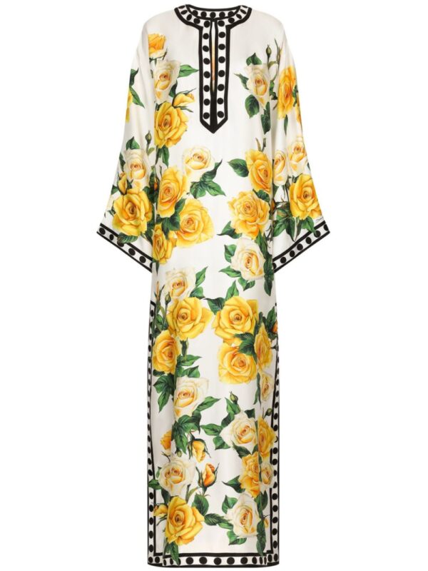 Dolce & Gabbana rose-print silk maxi dress