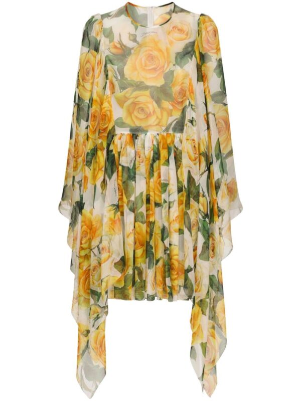 Dolce & Gabbana silk chiffon rose-print dress