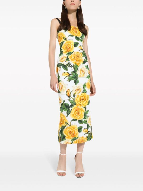 Dolce & Gabbana rose-print silk-blend midi dress - Image 5