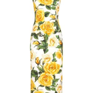 Dolce & Gabbana rose-print silk-blend midi dress
