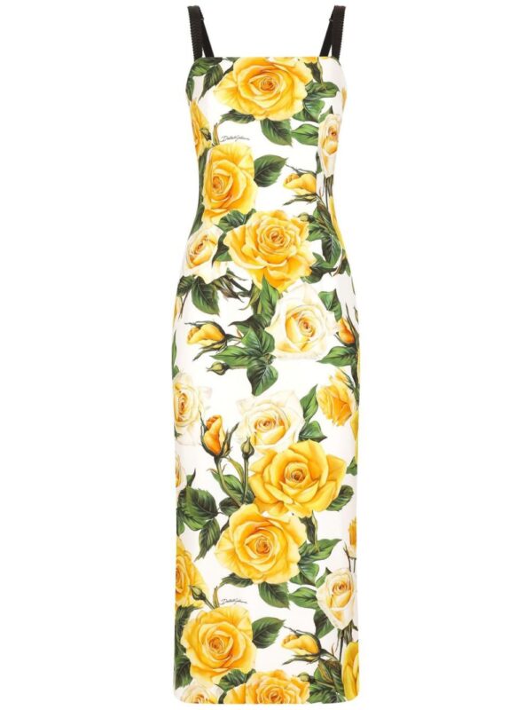 Dolce & Gabbana rose-print silk-blend midi dress