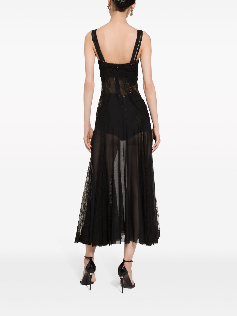 Dolce & Gabbana lace-insert flared midi dress - Image 4
