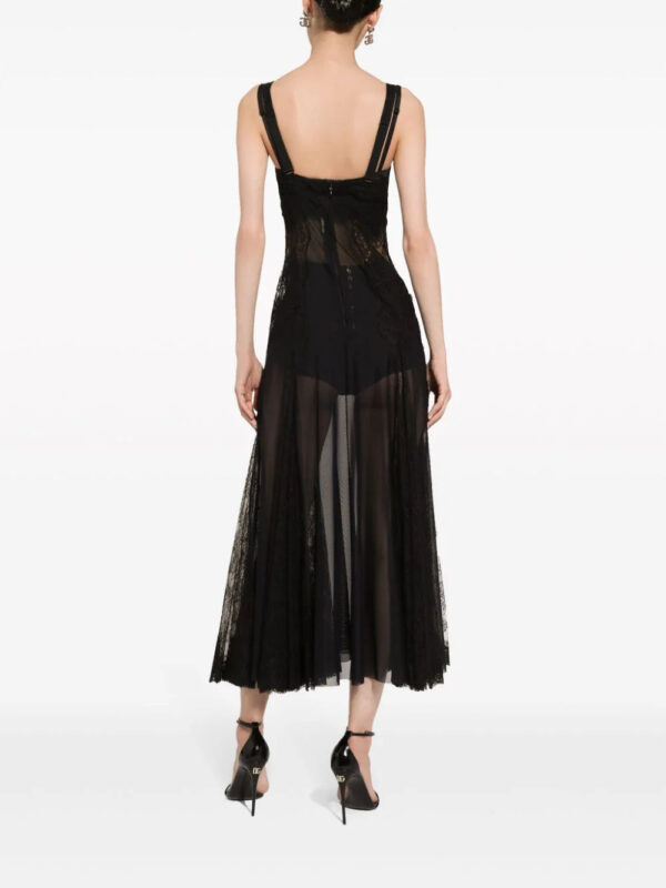 Dolce & Gabbana  lace-insert flared midi dress - Image 4