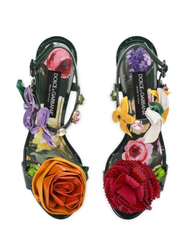 Dolce & Gabbana  floral-appliqué leather sandals - Image 4