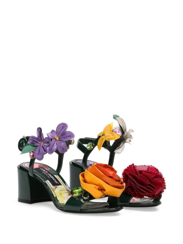 Dolce & Gabbana  floral-appliqué leather sandals - Image 2